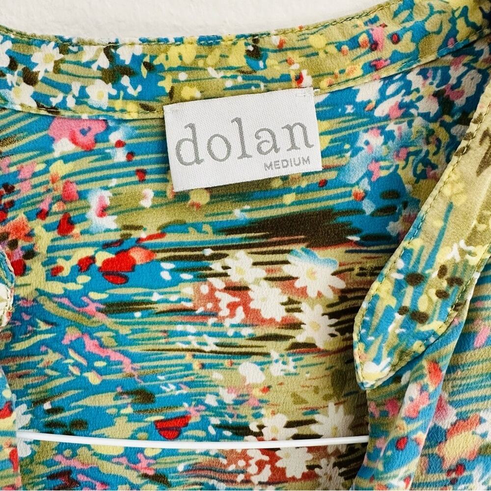 ANTHROPOLOGIE Dolan Blue White Flowering Pasture Button Silk Blouse Shirt Top M - Picture 8 of 13